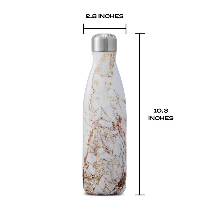 S'well Stainless Steel Water Bottle, 17oz, Calacatta Gold, Triple Layered Vacuum Insulated Containers Keeps Drinks Cold for 36 Hours and Hot for 18, BPA Free, Perfect for On the Go - Image 4