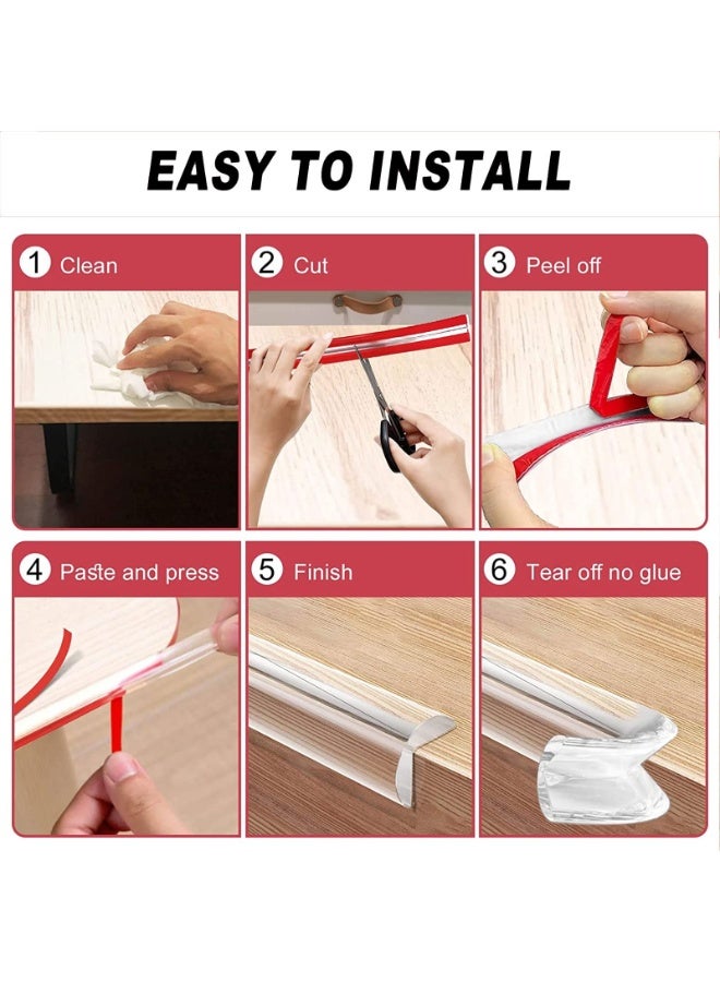 PureTuti 6M/20Ft Safety Corner Protector,Edge Protector Strip Clear,Tables Corner Guards Child Safety,Soft Silicone Bumper Strip for Sharp Corners of Cabinets Tables Drawers - Image 5