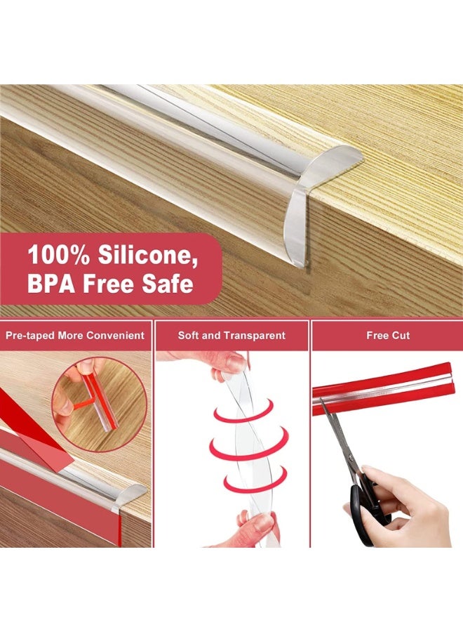 PureTuti 6M/20Ft Safety Corner Protector,Edge Protector Strip Clear,Tables Corner Guards Child Safety,Soft Silicone Bumper Strip for Sharp Corners of Cabinets Tables Drawers - Image 2