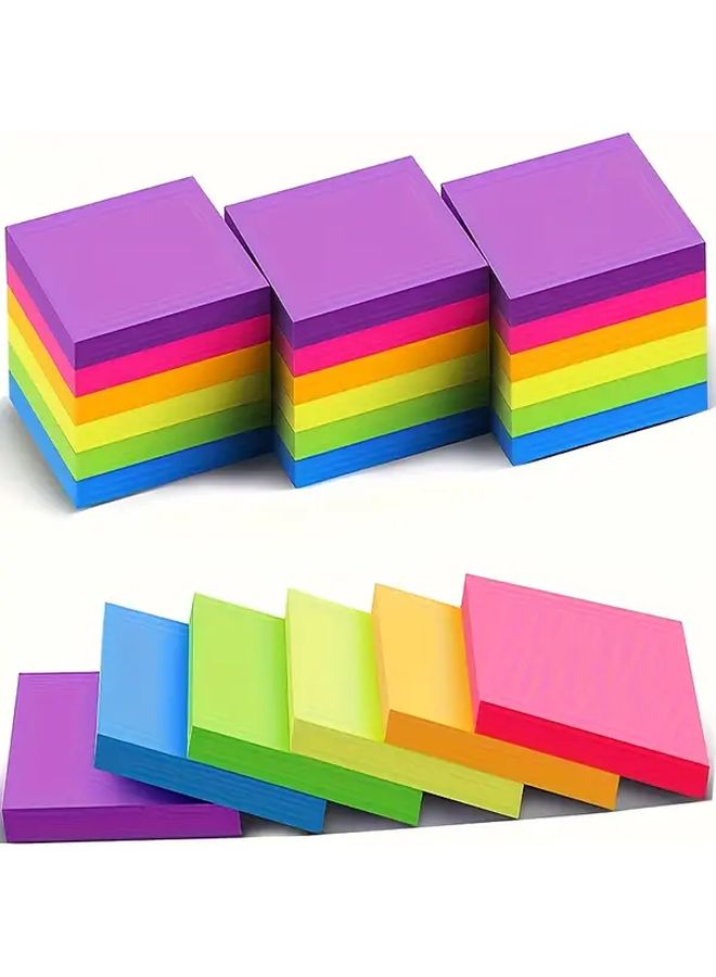 Neon Fluorescent Self Adhesive Sticky Note Set 300 Sheets For School Home Office Organization - Image 3
