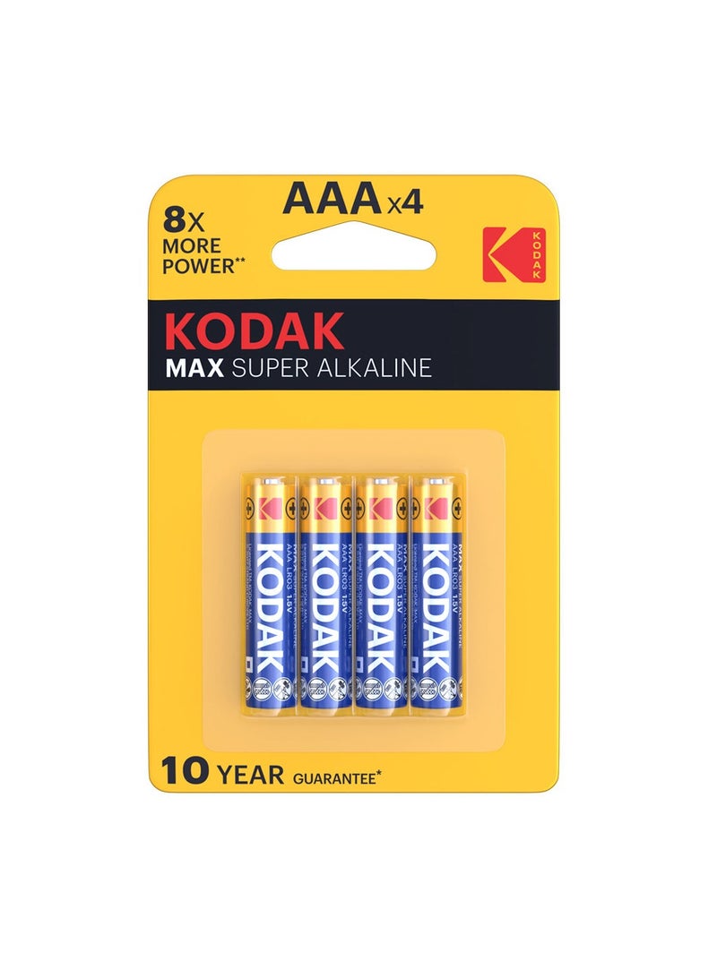 كوداك Kodak AAAx4 MAX Super 1.5V Alkaline Batteries - 5 Cards (20 Batteries) - Image 1