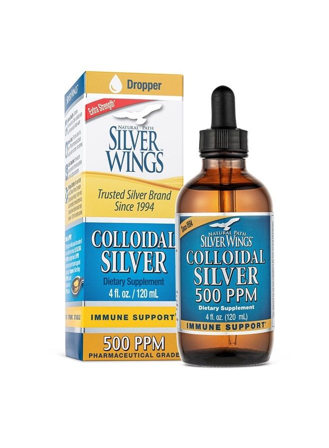 Natural Path Silver Wings مكمل معدني غذائي، فضة غروية، 500 جزء في المليون، 4 أونصات سائلة / 120 مل - Image 1