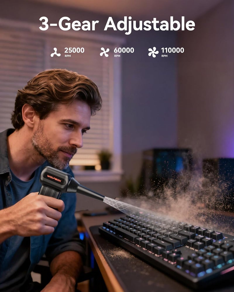 WOLFBOX MegaFlow60 Cordless Electric Blower with 110,000 RPM Power and 5 Nozzles - Image 5