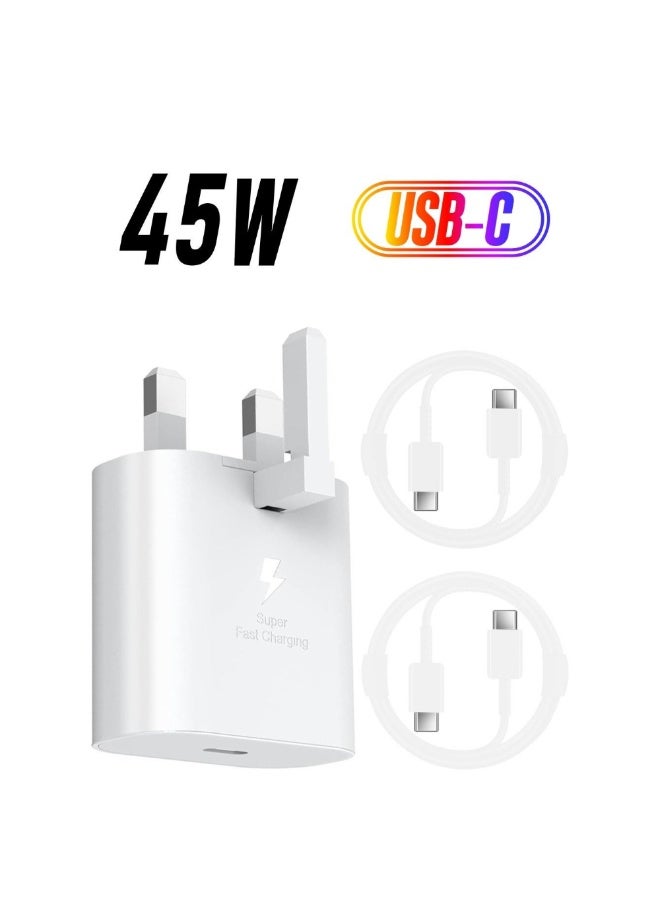 ACLIX 45W Fast Charger Plug for Samsung Galaxy And Other Smartphones, USB C Cable (White) - Image 1