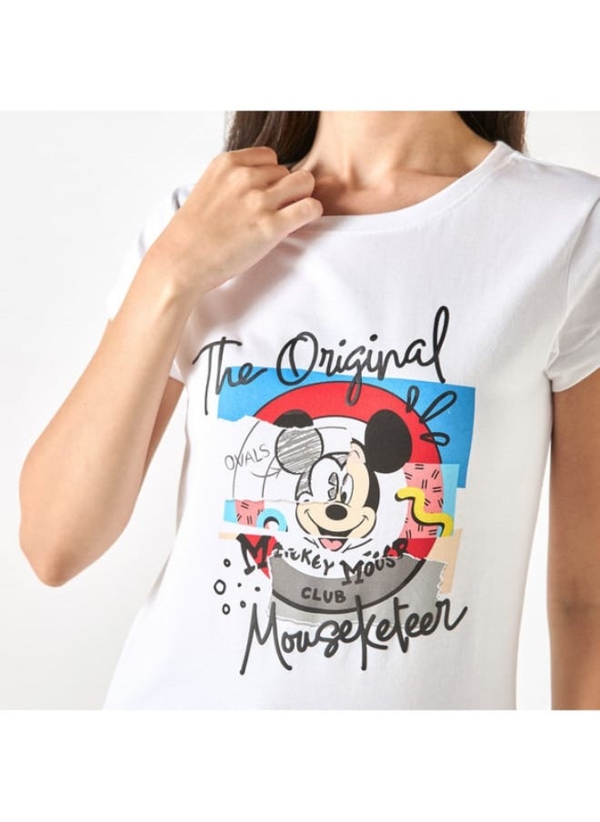 SP Characters - Mickey Mouse Print T-shirt with Crew Neck and Short Sleeves - Image 1