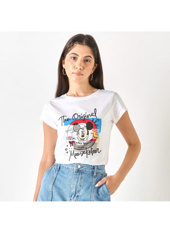 SP Characters - Mickey Mouse Print T-shirt with Crew Neck and Short Sleeves - Image 1
