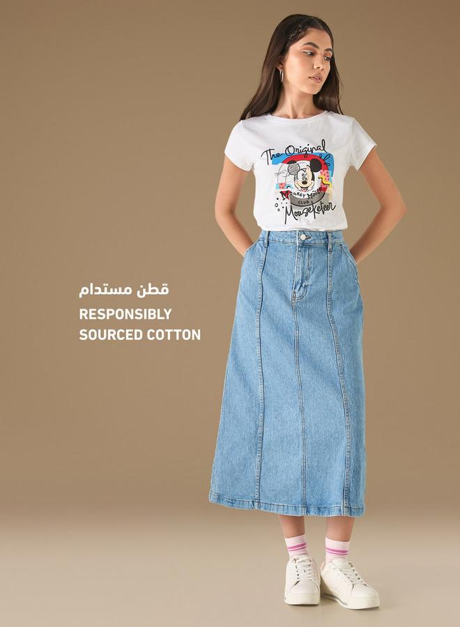 SP Characters Mickey Mouse Print T-shirt with Crew Neck and Short Sleeves - Image 2