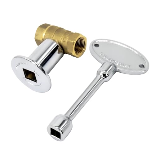 Himaweek 1/2 Inch Straight Gas Key Valve Kit for Fire Pit Fireplace with Flange and 3 Inches Key, Chromed (1/2'' Kit) - Image 1