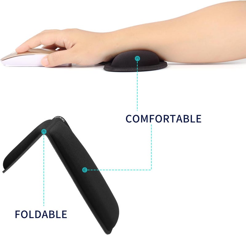 TIDALSOIL Wrist Rest for Computer Keyboard and Mouse Pad Set - Ergonomic Memory Foam with Non-Slip Base - Black, 2-Piece - Image 3