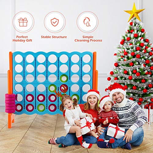 COSTWAY Jumbo 4toScore Giant Game Set 4 in A Row for Kids and Adults 35FT Tall Indoor Outdoor Set with 42 Jumbo Rings  QuickRelease Slider Ideal for Holiday Party Family Baby Blue - Image 5
