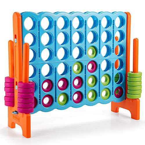 COSTWAY Jumbo 4toScore Giant Game Set 4 in A Row for Kids and Adults 35FT Tall Indoor Outdoor Set with 42 Jumbo Rings  QuickRelease Slider Ideal for Holiday Party Family Baby Blue - Image 1