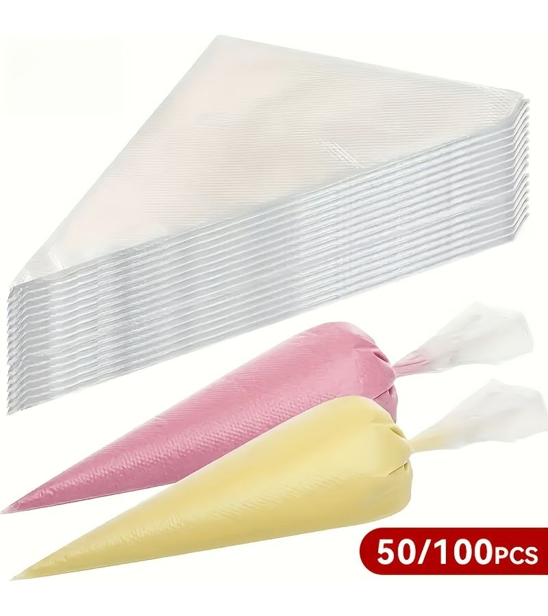 50pcs Disposable Heavy Duty Plastic Piping Bags With Easy Fill Tip Individually Wrapped Icing And Frosting Bags For Cake Decorating Cupcakes Bulk Pastry Decorating Supplies For Home Bakers And Professional Chefs - Image 1