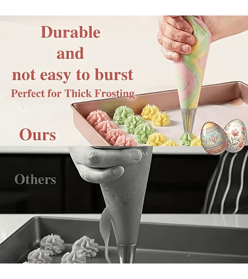 50pcs Disposable Heavy Duty Plastic Piping Bags With Easy Fill Tip Individually Wrapped Icing And Frosting Bags For Cake Decorating Cupcakes Bulk Pastry Decorating Supplies For Home Bakers And Professional Chefs - Image 3