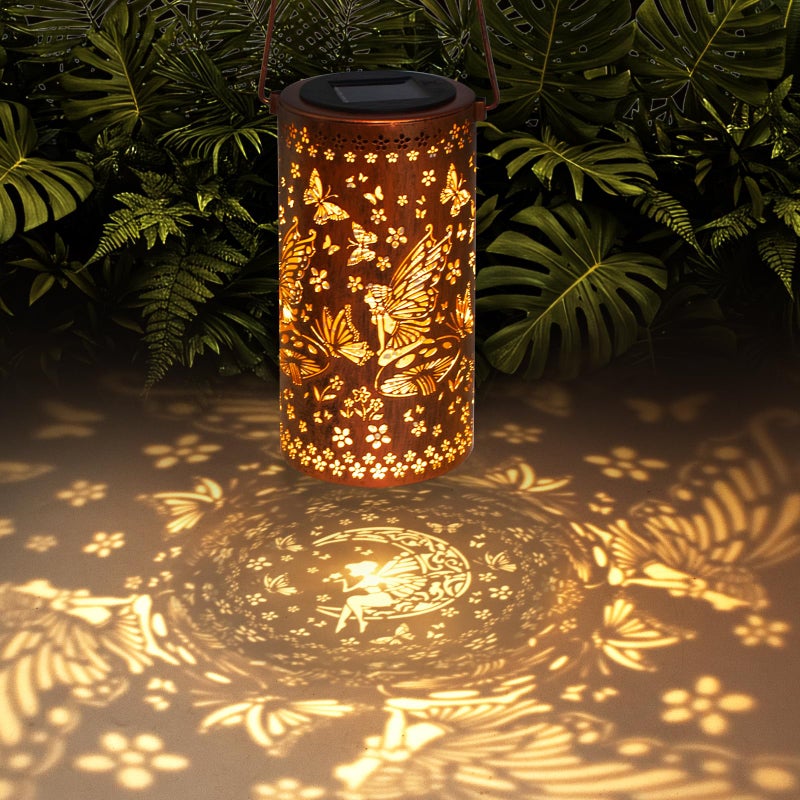 DIBIEECN Solar Lanterns Outdoor Hanging Lantern Lights,Fairy Metal Decor Lanterns-Waterproof LED Decorative Light for Garden Patio Yard Lawn Backyard Front Porch as Gifts for Mom Grandma Women - Image 1