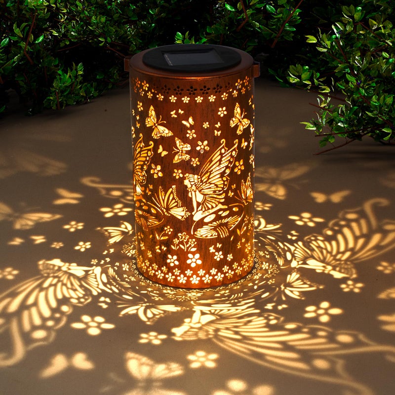 DIBIEECN Solar Lanterns Outdoor Hanging Lantern Lights,Fairy Metal Decor Lanterns-Waterproof LED Decorative Light for Garden Patio Yard Lawn Backyard Front Porch as Gifts for Mom Grandma Women - Image 2