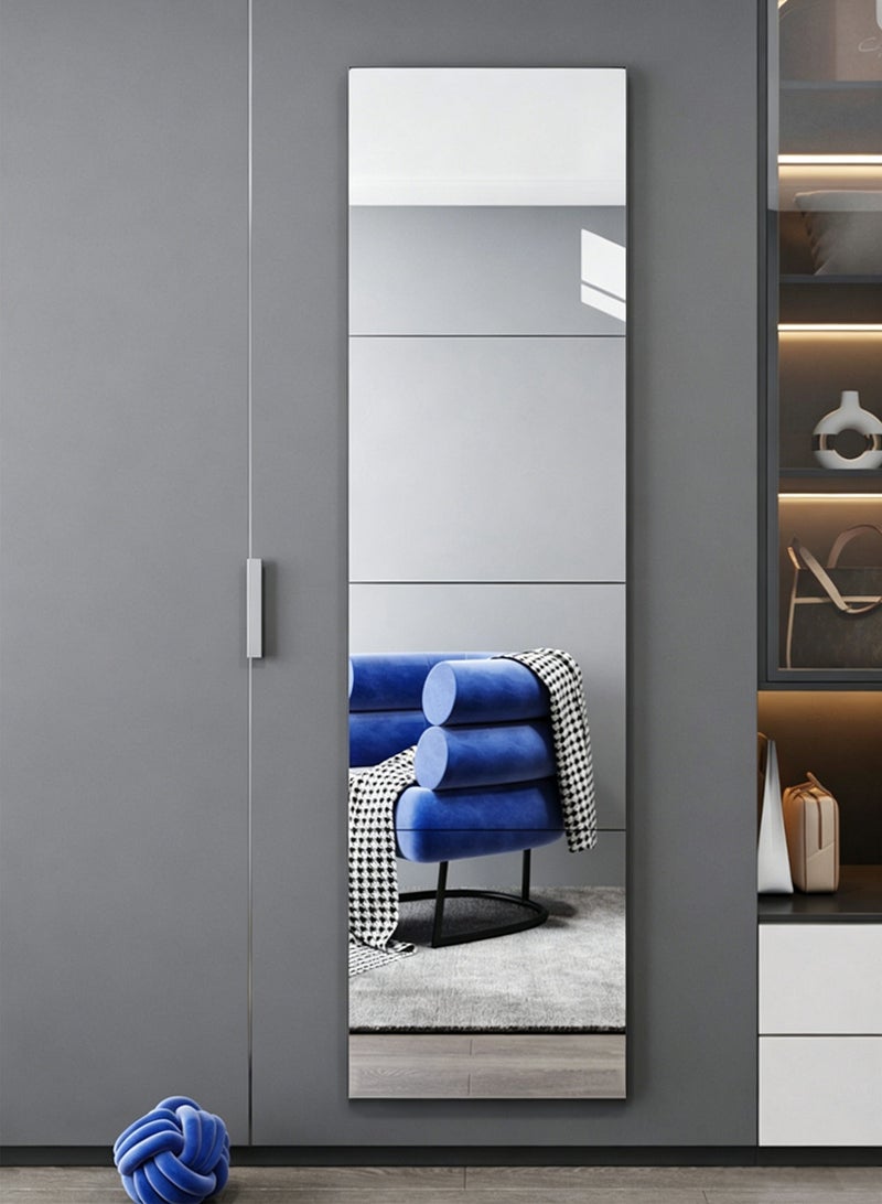 Frameless Full Length Wall Mirror, 4PCS 30x30cm Self Adhesive Mirror Tiles, Makeup Mirror, DIY Wall Mirror Set for Vanity, Bedroom, Living Room & Gym - Image 1