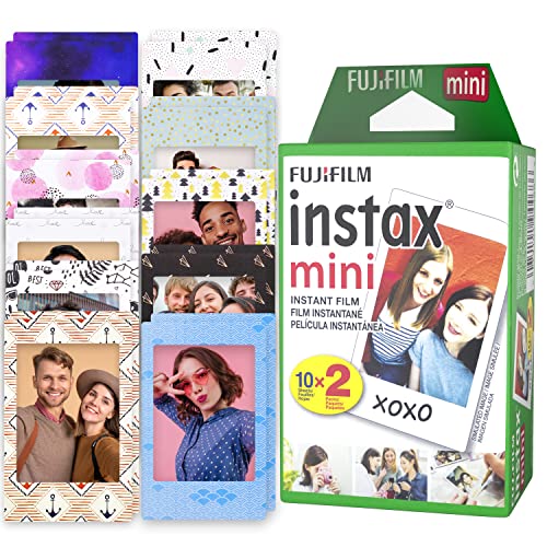 Moshify Fujifilm Instax Mini Film - Fuji Film Instant Film - Twin Pack (20 Sheets) - Bundled with Moshify 20 Colorful Sticker Frames - Image 1