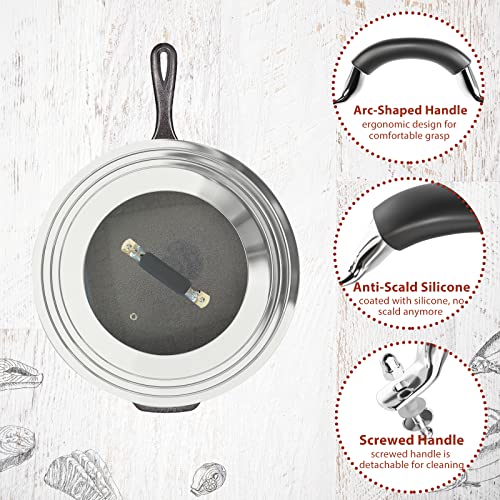 WishDirect 15 Inch Large Universal Pans Pots Lid Cover Fits 11/12/13/14/15" Frying Pans/Pots/Woks, Stainless Steel and Tempered Glass Lid with Vent Hole and Heat Resistant Handle - Image 3