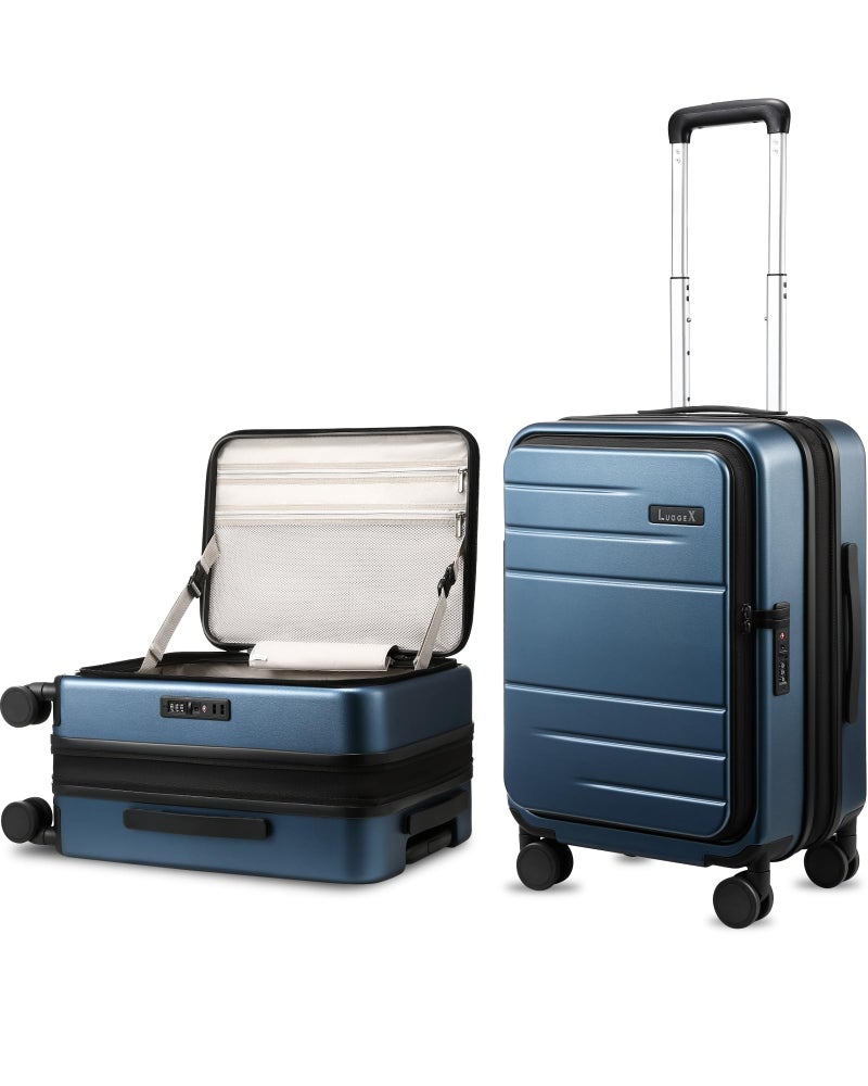 LUGGEX Carry On Luggage Top Opening, FLT Expandable Polycarbonate Hard Shell Suitcase with Wheels (FX-Lite, Blue, 20 Inch, 36L-41L) - Image 1