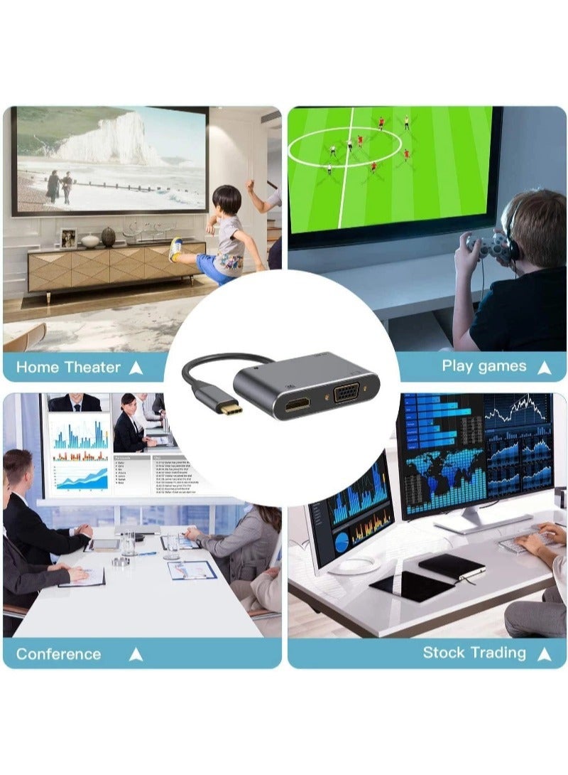 محول موزع USB C 4 في 1 USB C Hub USB VGA من النوع C مع 4K HDMI و1080P VGA وUSB 3.0 وPD 3.0، لـ Nintendo Switch وMacBook MacBook/MacBook Pro/Galaxy Note 9/S9/S8/Huawei P20 وأجهزة USB C الأخرى  - Image 4
