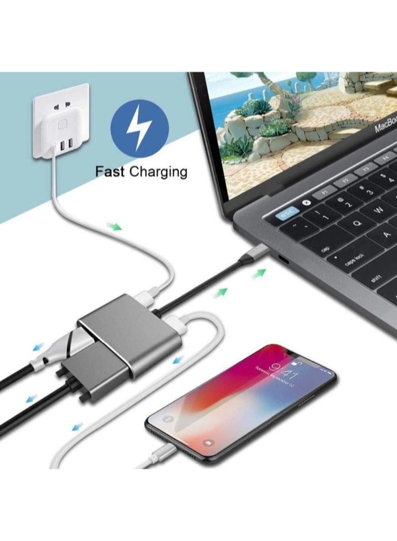 محول موزع USB C 4 في 1 USB C Hub USB VGA من النوع C مع 4K HDMI و1080P VGA وUSB 3.0 وPD 3.0، لـ Nintendo Switch وMacBook MacBook/MacBook Pro/Galaxy Note 9/S9/S8/Huawei P20 وأجهزة USB C الأخرى  - Image 5