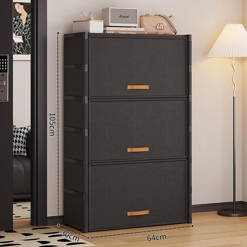 AOHRYME Shoe Rack, 7 Tier Shoe Storage Cabinet Shoe Rack Organizer with Door 28 Pair Plastic Shoe Shelves Organizer for Closet, Entryway, Hallway, Bedroom (Black, 7 Tier) - Image 3