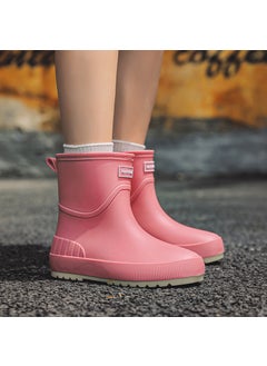 Generic Korean Mid-Calf Rain Boots Casual Non-Slip Waterproof Pink 