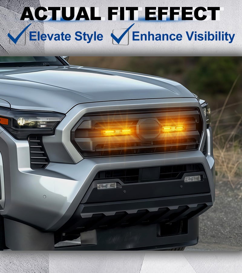 NEOXIST Direct-Snap LED Grill Lights for 2024 2025 2026 Toyota Tacoma Raptor Lights Front Grille Light Bar 4th Gen Tacoma Accessories (Amber, SR SR5 Only) - Image 4