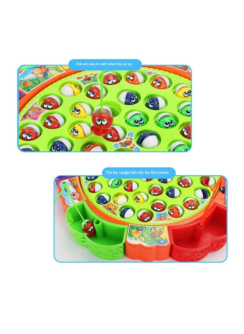 TOY GARDEN Fishing Game Toys Multi Color Puzzle Children's Family Fishing Set Educational Toys Fishing Game Set  Rotating Board with Music, Includes 45 Fish and 5 Fishing Poles, toys gift - Image 3