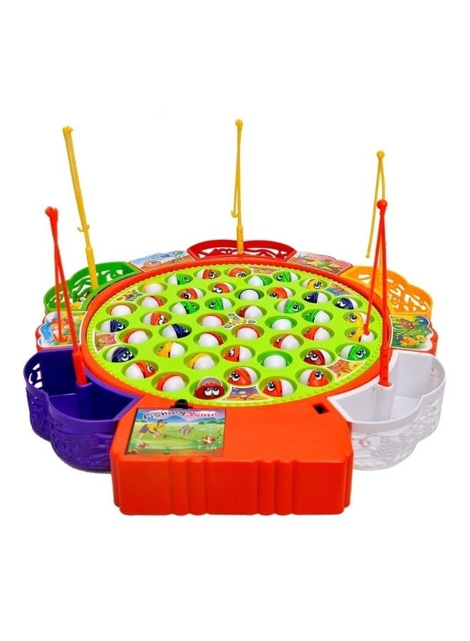 TOY GARDEN Fishing Game Toys Multi Color Puzzle Children's Family Fishing Set Educational Toys Fishing Game Set  Rotating Board with Music, Includes 45 Fish and 5 Fishing Poles, toys gift - Image 1