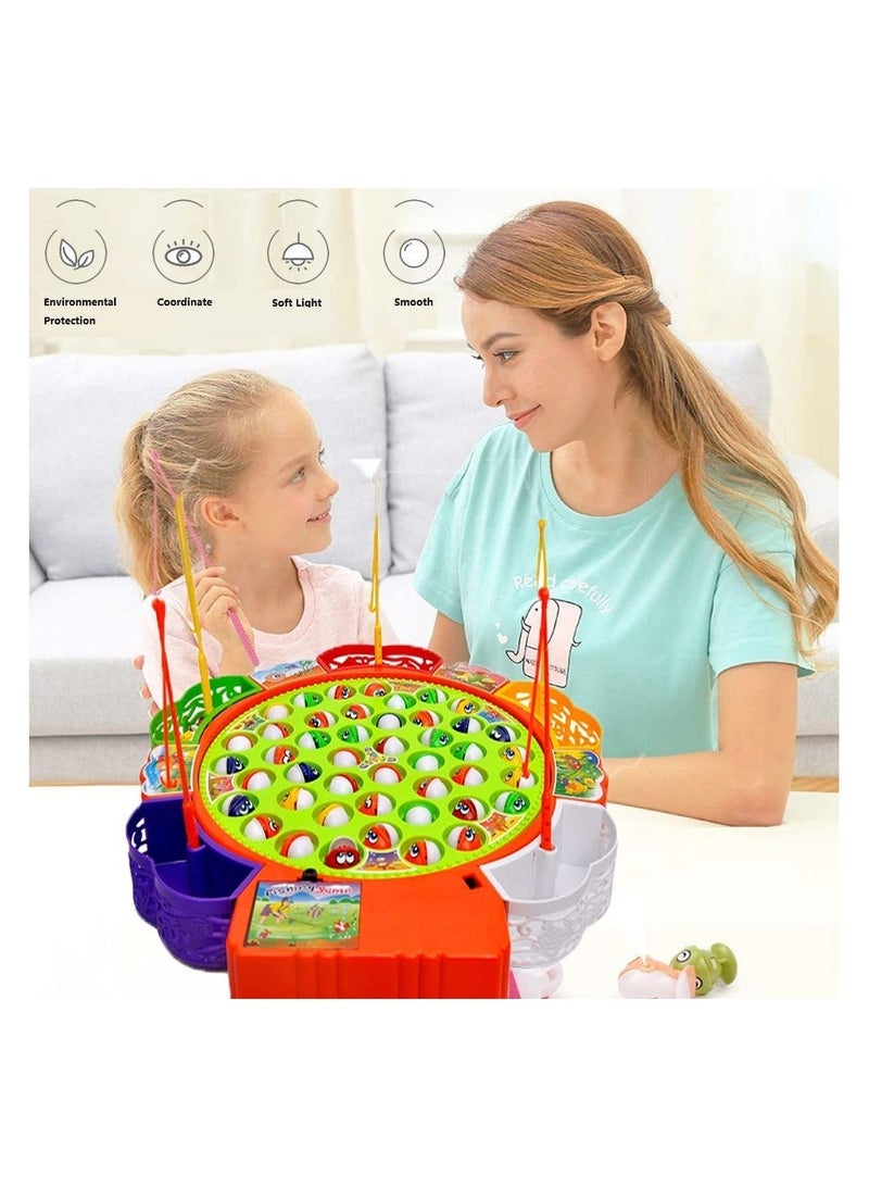 TOY GARDEN Fishing Game Toys Multi Color Puzzle Children's Family Fishing Set Educational Toys Fishing Game Set  Rotating Board with Music, Includes 45 Fish and 5 Fishing Poles, toys gift - Image 4
