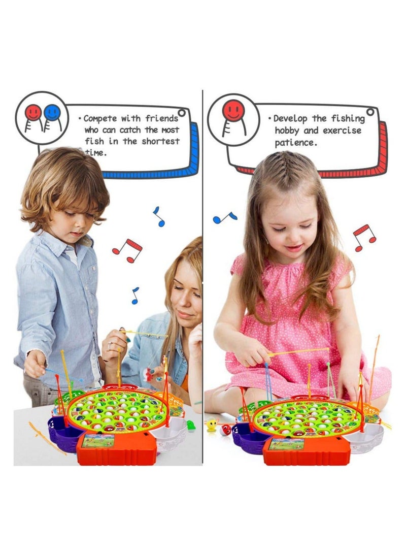 TOY GARDEN Fishing Game Toys Multi Color Puzzle Children's Family Fishing Set Educational Toys Fishing Game Set  Rotating Board with Music, Includes 45 Fish and 5 Fishing Poles, toys gift - Image 5