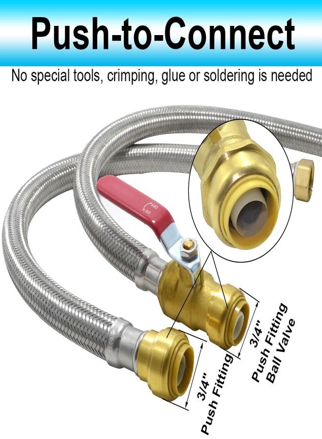 TT FLEX 24 inch Water Heater Connector Kit 3/4" Ball Valve x 3/4" FIP, Water Heater Supply Line, Stainless Steel Braided Flexible Water Heater Hose, Push to Connect Brass Plumbing Fitting - Image 5