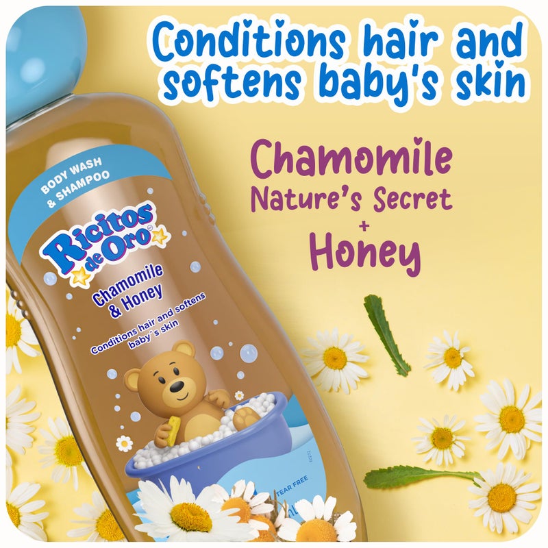 Ricitos de Oro 2-in-1 Baby Shampoo and Body Wash with Chamomile & Honey, Gentle Tear-Free Formula for Newborns & Toddlers, Sensitive Skin Care with Mild Scent, No Harsh Ingredients, 13.5 fl oz, 2-Pack - Image 4