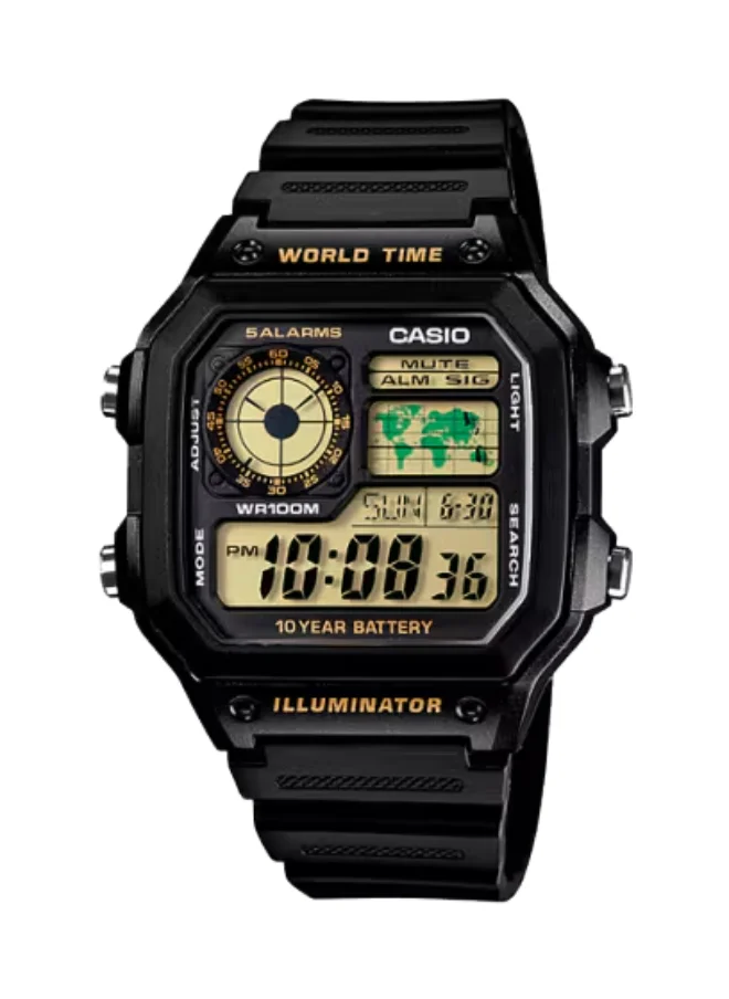 كاسيو Men's Digital Display Watch With Black Resin Strap - AE-1200WH-1B