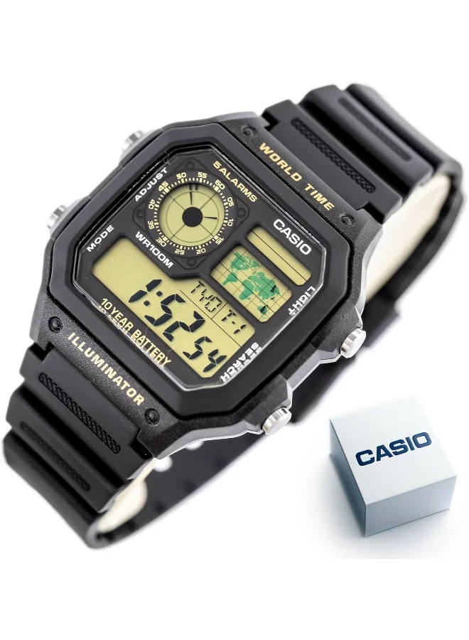 كاسيو Men's Casio Men's Watch - AE-1200WH-1BVDF Grey Dial, Black Band للرجال