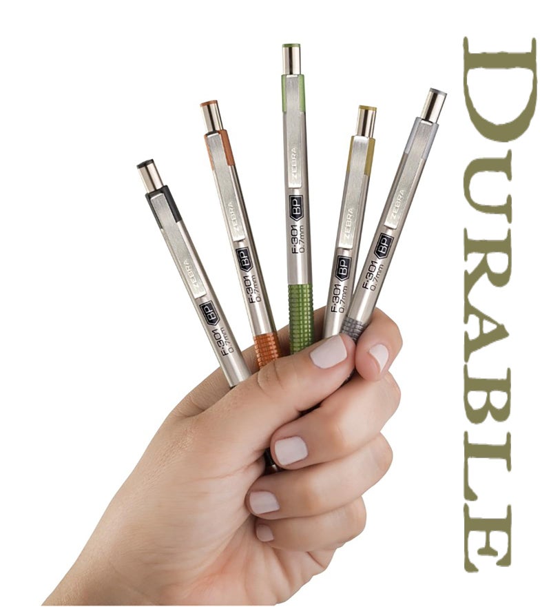 Zebra Pen F-301 Signature Series Retractable Ballpoint Pen, 0.7mm, Black Easy-Glide Ink, Stainless-Steel Barrel, Terracotta Earth Tone Accents, Best for Office, Journal and Planner Use, 4-Pack (27294) - Image 3