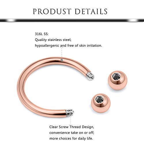 Hoeudjo 9PCS 16G Surgical Steel Lip Hoop Ring Crystal Cubic Horseshoe Barbell Tragus Cartilage Earring Helix Daith Septum Hoop Piercing Body Piercing Jewelry Retainer for Women Men 10mm Silver-Tone - Image 2