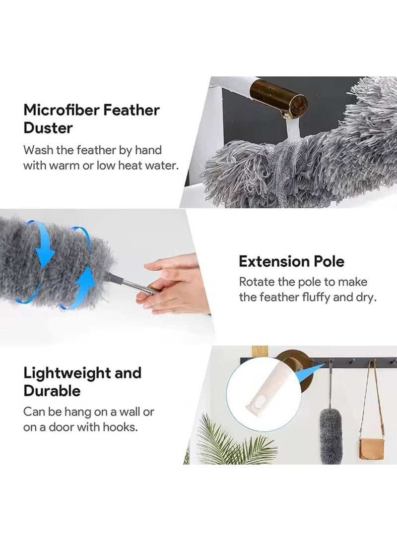 Telescopic Feather Duster – Stainless Steel Extendable Handle with Washable & Bendable Microfiber Head Perfect for cleaning high ceiling fans, curtains, cobwebs, and cars easily — no ladder needed. (Available in multiple colors) - Image 4
