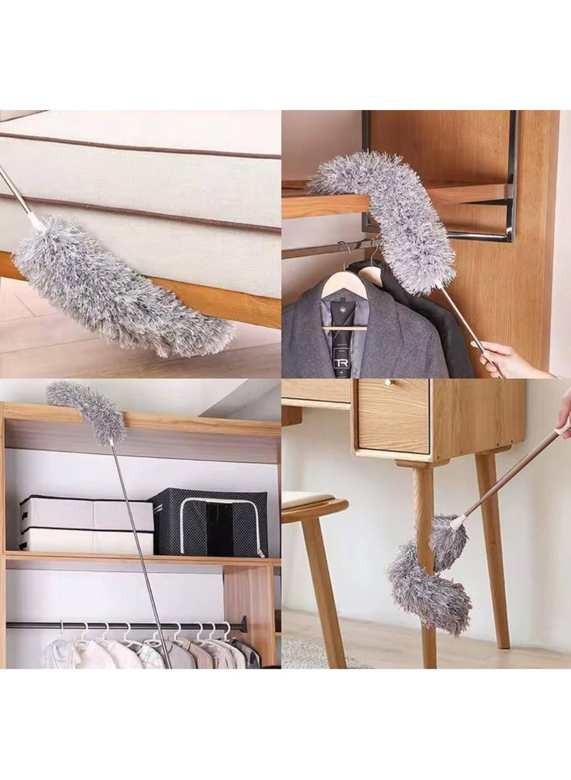 Telescopic Feather Duster – Stainless Steel Extendable Handle with Washable & Bendable Microfiber Head Perfect for cleaning high ceiling fans, curtains, cobwebs, and cars easily — no ladder needed. (Available in multiple colors) - Image 2