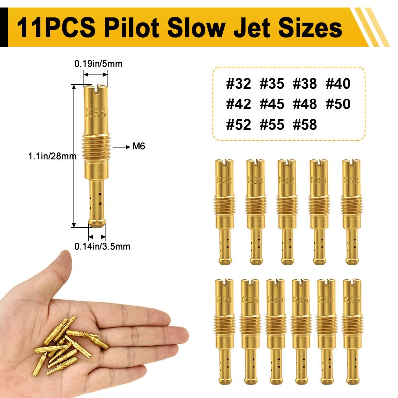 Hrwfnty 22Pcs Excellent Carburetor Jet Kit, Include 11 Pieces Carburetor Main Jet and 11 Pieces Slow Jet Compatible with Nibbi PWK Keihin Honda OKO CVK PE PWM Type. - Image 3