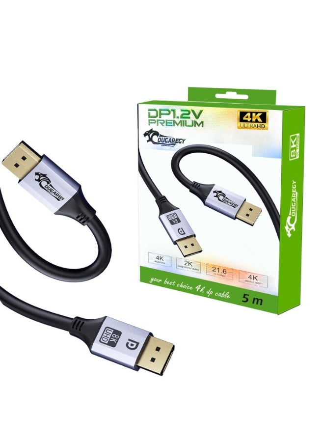 Cougar COUGAR-EGY DisplayPort to DisplayPort 5M Cable, DP to DP Male to Male Cable Gold-Plated Cord, Supports 4K@60Hz, 2K@144Hz Compatible for Lenovo, Dell, HP, ASUS and More  - Image 1