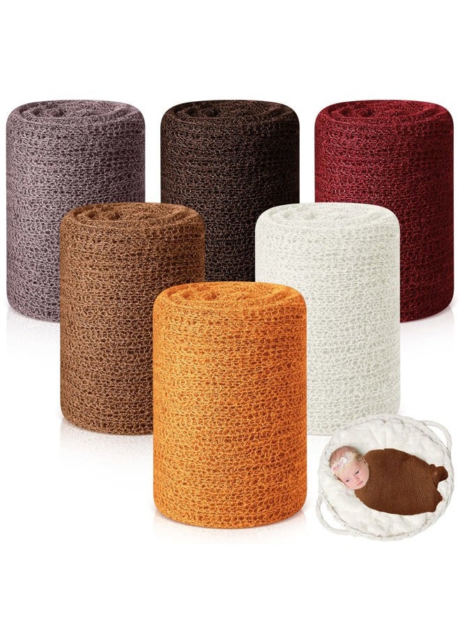 Tudomro 6 Pcs 15.8 x 59'' Newborn Baby Stretch Wraps Set 6 Colors Baby Photography Props Unisex Newborn Long Ripple Wrap Photo Blanket for Girl Boy Christmas DIY Photography(Elegant Color) - Image 1