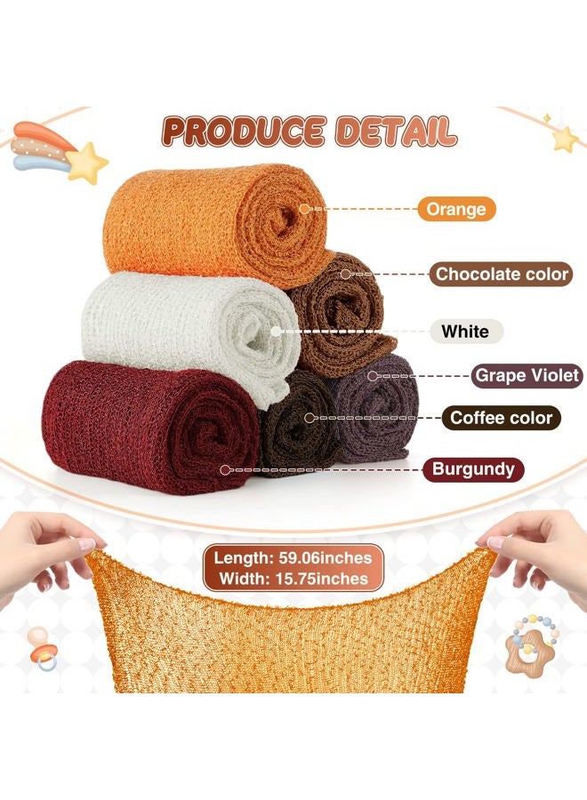Tudomro 6 Pcs 15.8 x 59'' Newborn Baby Stretch Wraps Set 6 Colors Baby Photography Props Unisex Newborn Long Ripple Wrap Photo Blanket for Girl Boy Christmas DIY Photography(Elegant Color) - Image 2