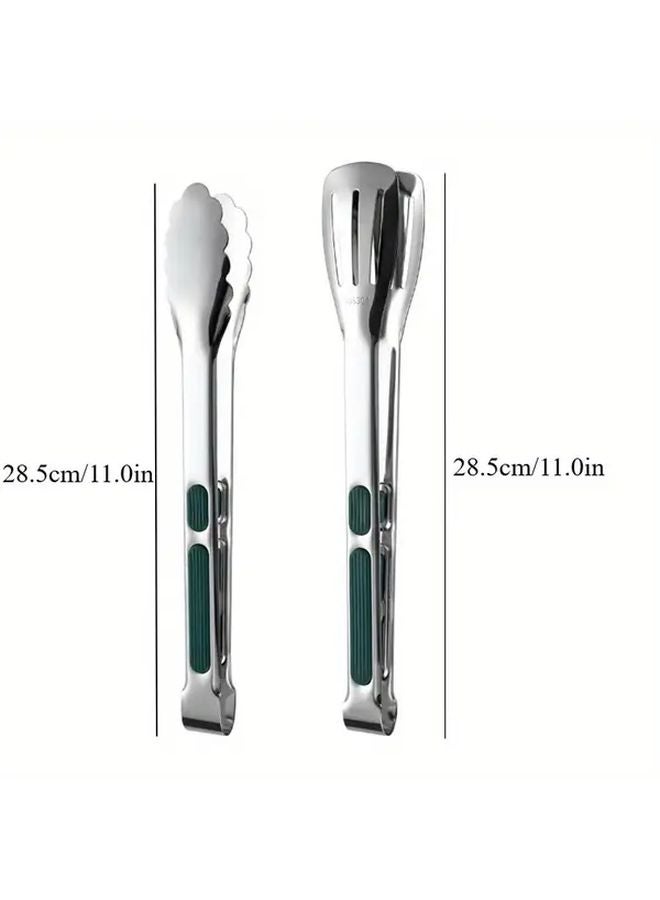 2pcs 11in Stainless Steel Food Clips With Silicone Handles For Buffet BBQ Steak - Image 4