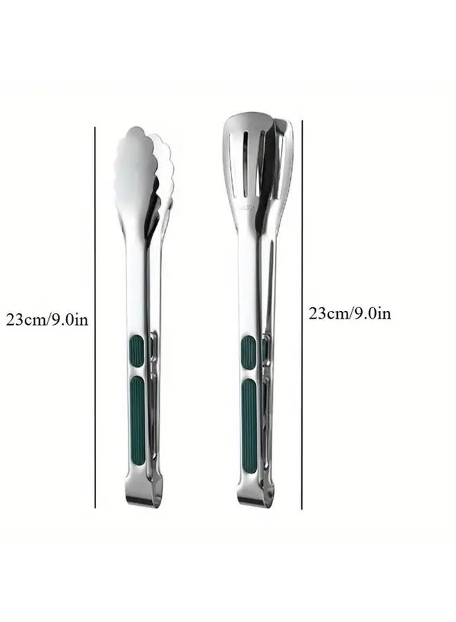2pcs 11in Stainless Steel Food Clips With Silicone Handles For Buffet BBQ Steak - Image 3