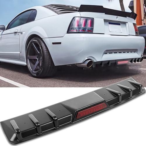DREAMOTOR 34 Car Rear Bumper Lip Universal Rear Diffuser Shark Fin Style Flat Diffuser Compatible with Infiniti Ford Acura TL VW Golf Toyota Nissan Chevy Charger SXT RT SRT Not LED Light - Image 1