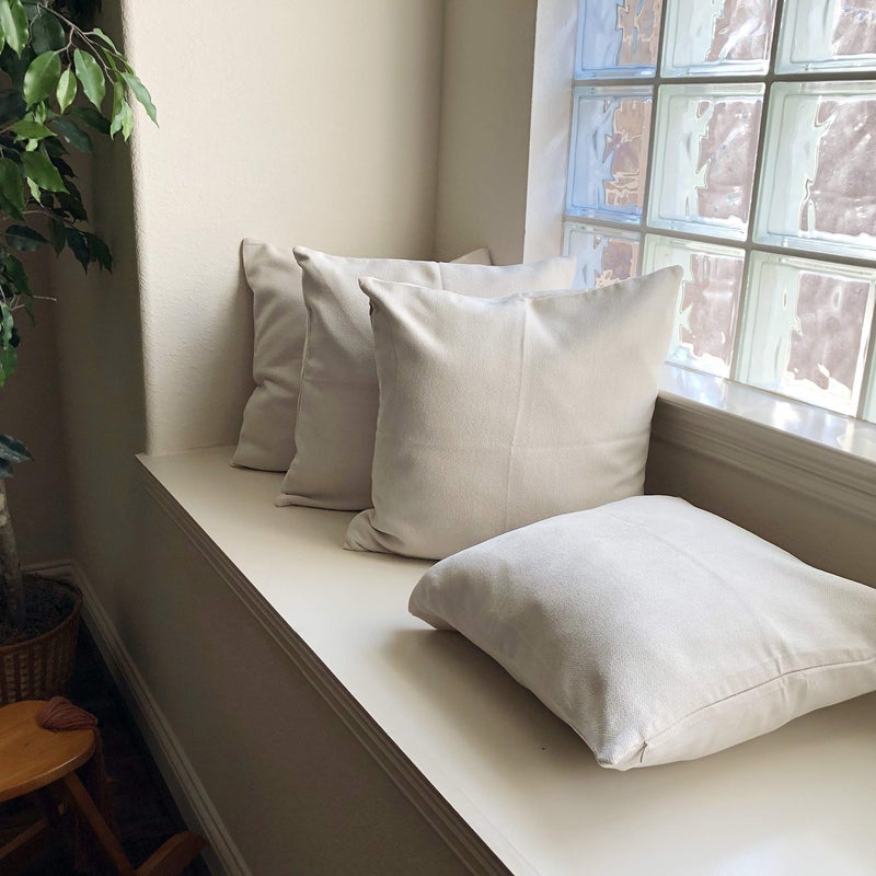allgala allgala Cream (Off White) Throw Pillow Case 4-Pack 18x18 inch Solid Color Decorative Throw Pillow Cover Plain Color Perfect for Couch Sofa Bed Car DIY Decoration  - Image 5