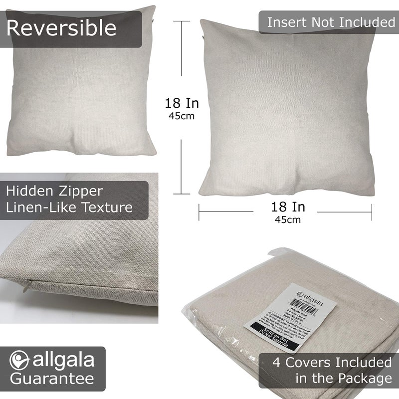 allgala allgala Cream (Off White) Throw Pillow Case 4-Pack 18x18 inch Solid Color Decorative Throw Pillow Cover Plain Color Perfect for Couch Sofa Bed Car DIY Decoration  - Image 2
