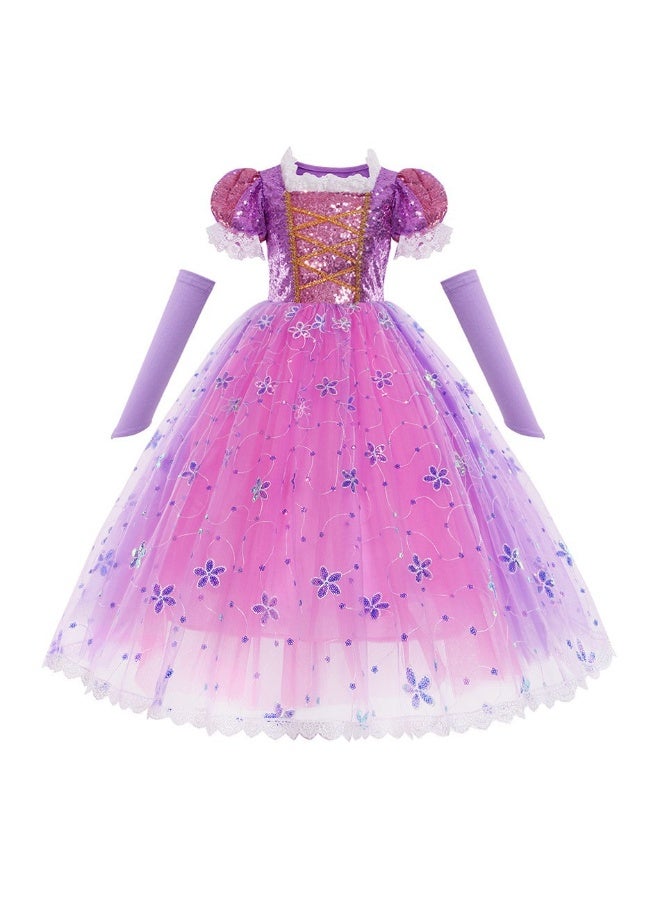 NIBEMINENT Rapunzel classic princess dress, long-haired Rapunzel wig, princess dress, princess bestseller children's necklace - Image 1
